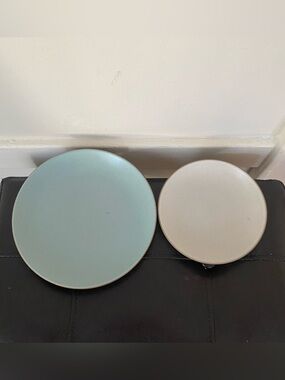 $78 New Heath Ceramics Aqua Brown Coupe Salad Plate, Sand Bread & Butter Plate